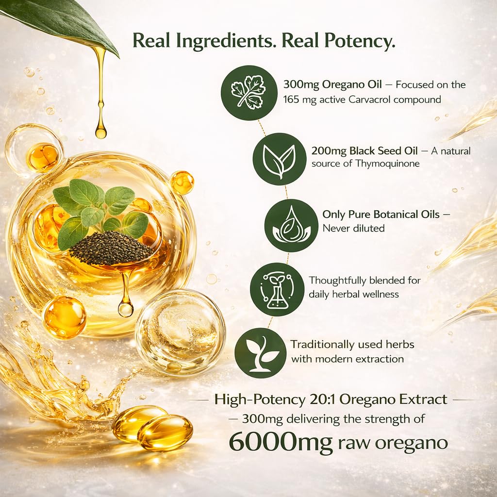 Oregenix Oil of Oregano with Black Seed Oil Softgels, 180 Softgels