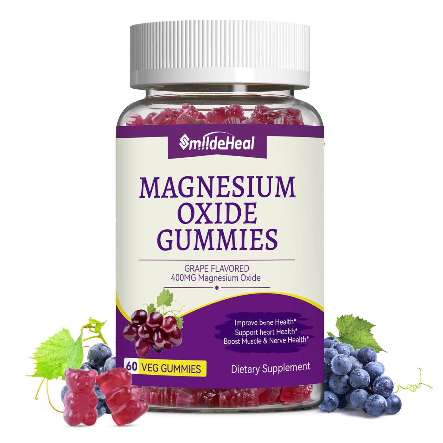 SmildeHeal Magnesium Oxide Gummies 400mg Gummy 60 Count