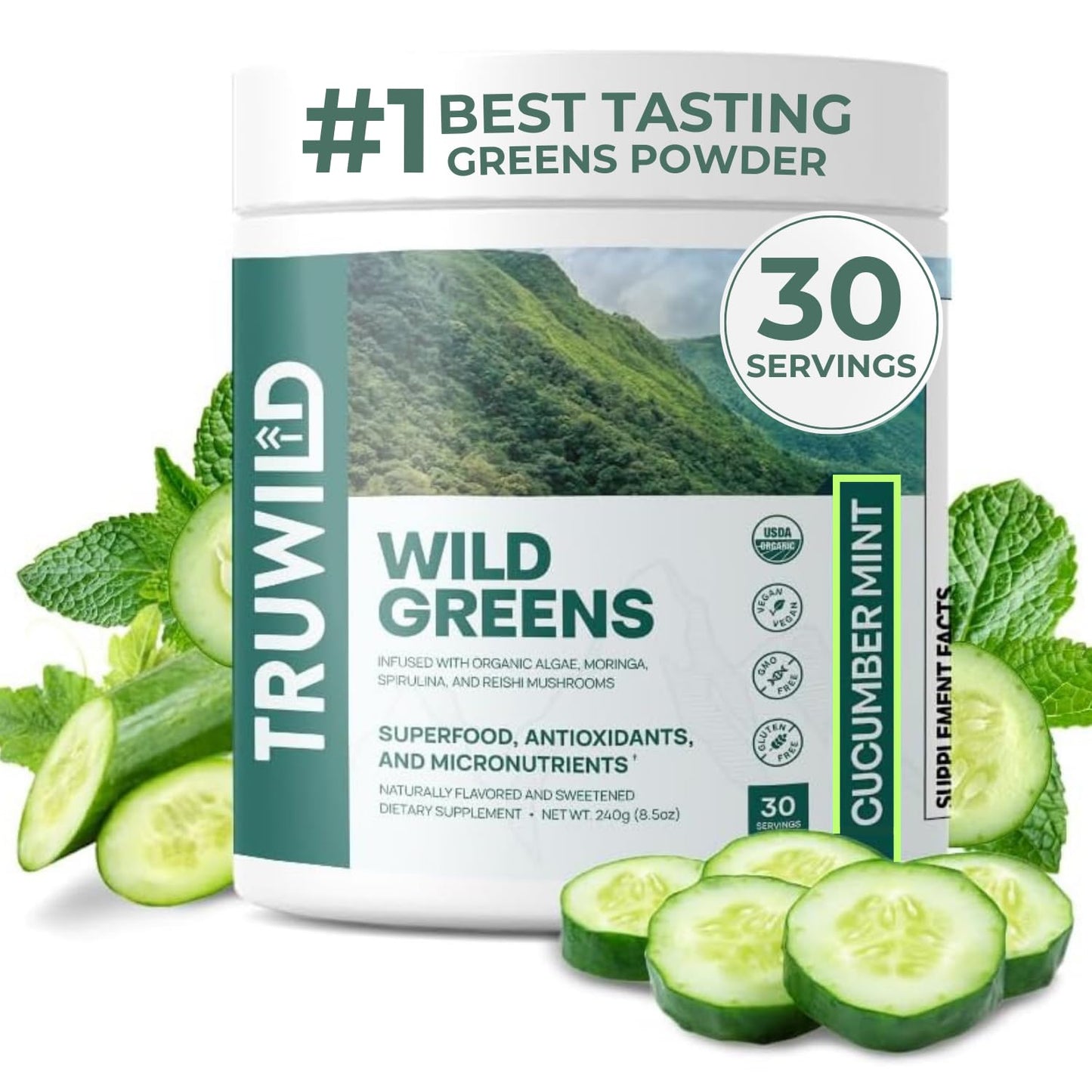 TruWild Greens Superfood Cucumber Powder 5.65 Ounce
