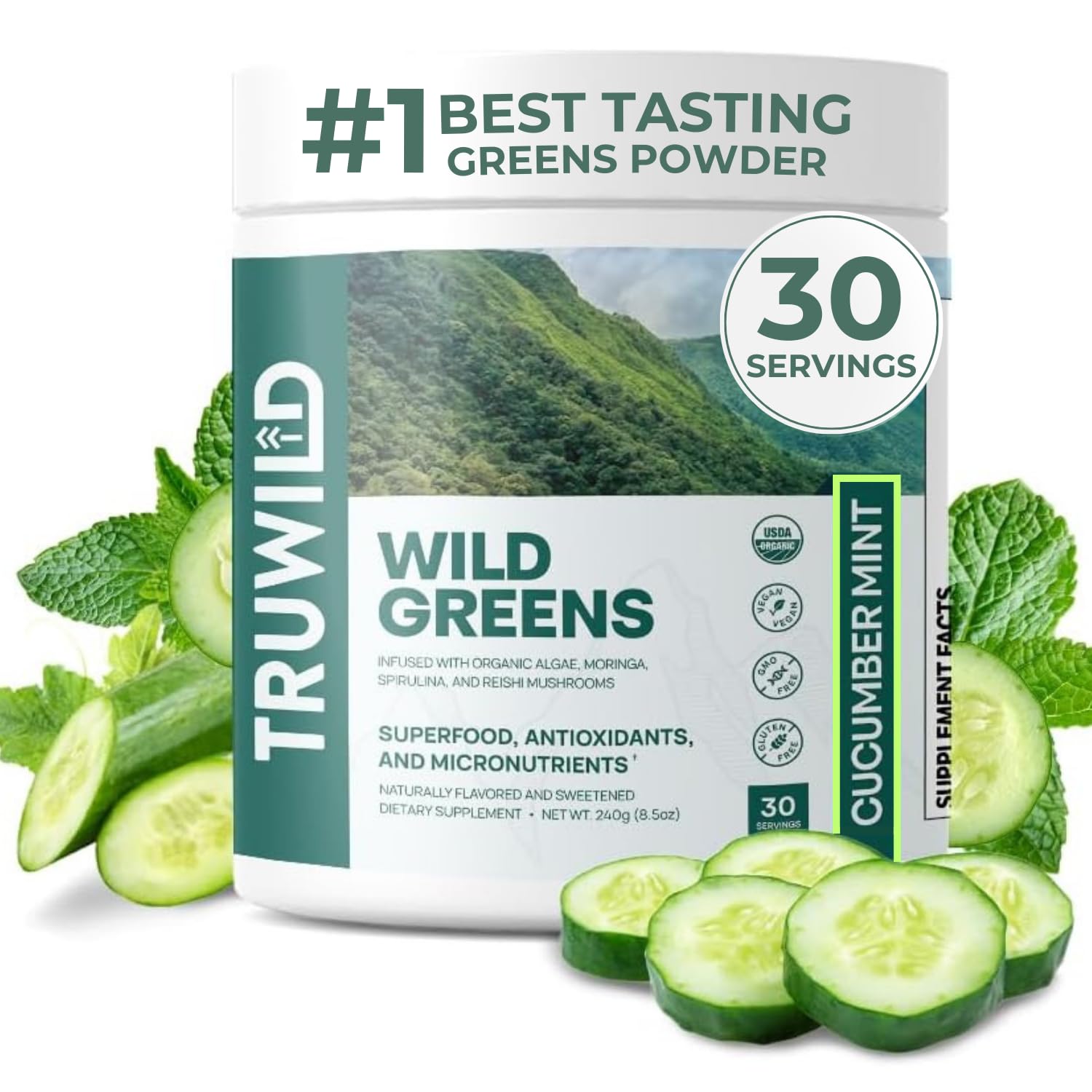 TruWild Greens Superfood Cucumber Powder 5.65 Ounce