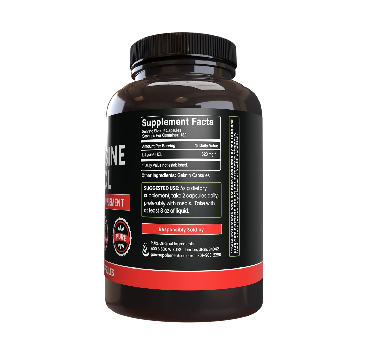 Pure Original Ingredients L-Lysine HCl Capsule 365