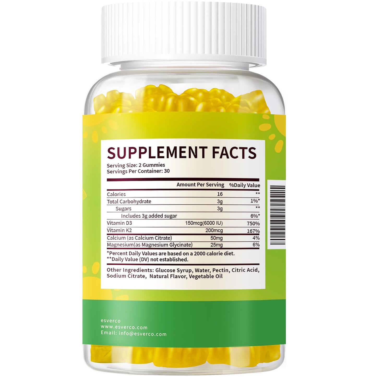 esverco Vitamin D3 K2 Gummies, 60 Count