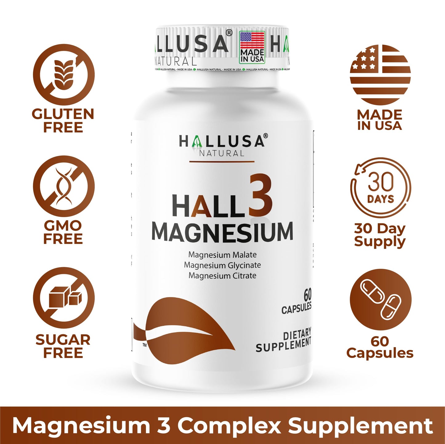 Hallusa Natural Magnesium Complex Capsule, 60 Count