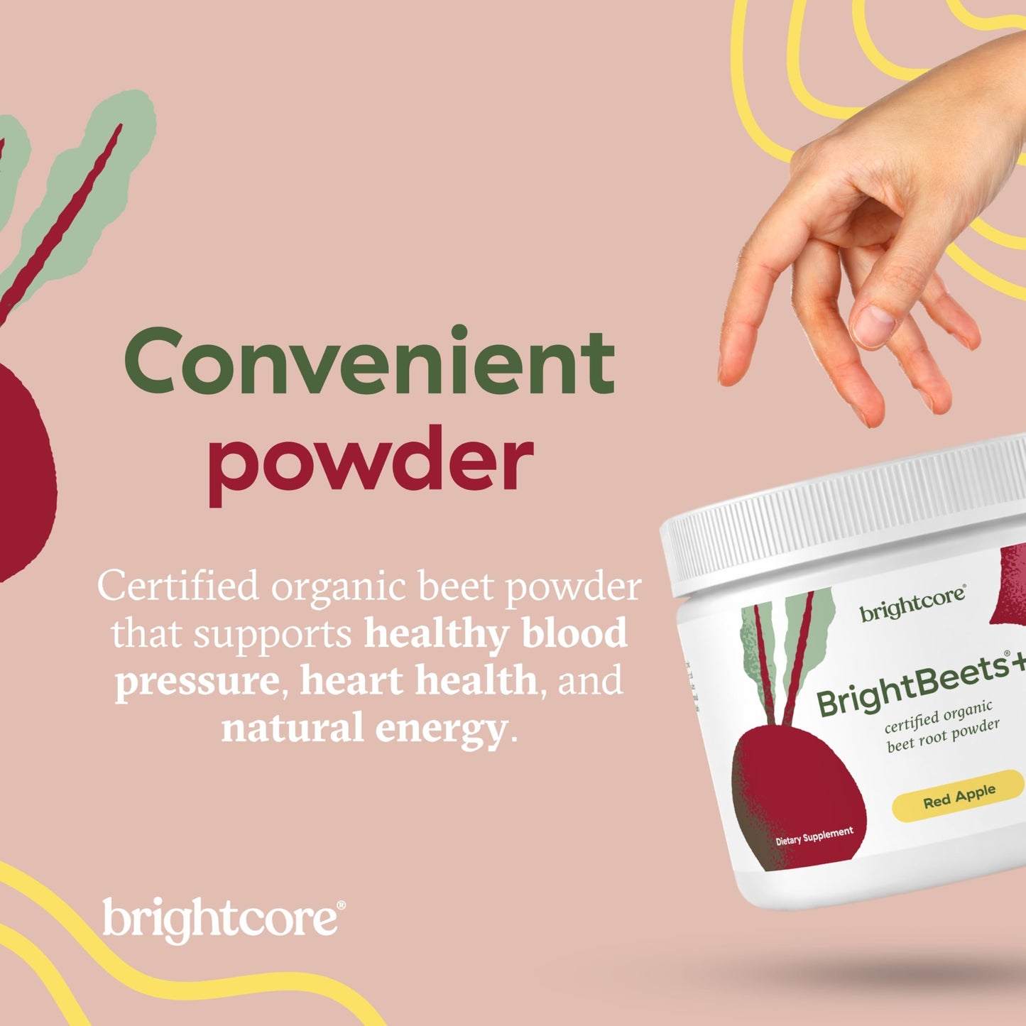 Brightcore BrightBeets Beet Powder, Red Apple Flavor, 5.29 oz, 30 Servings