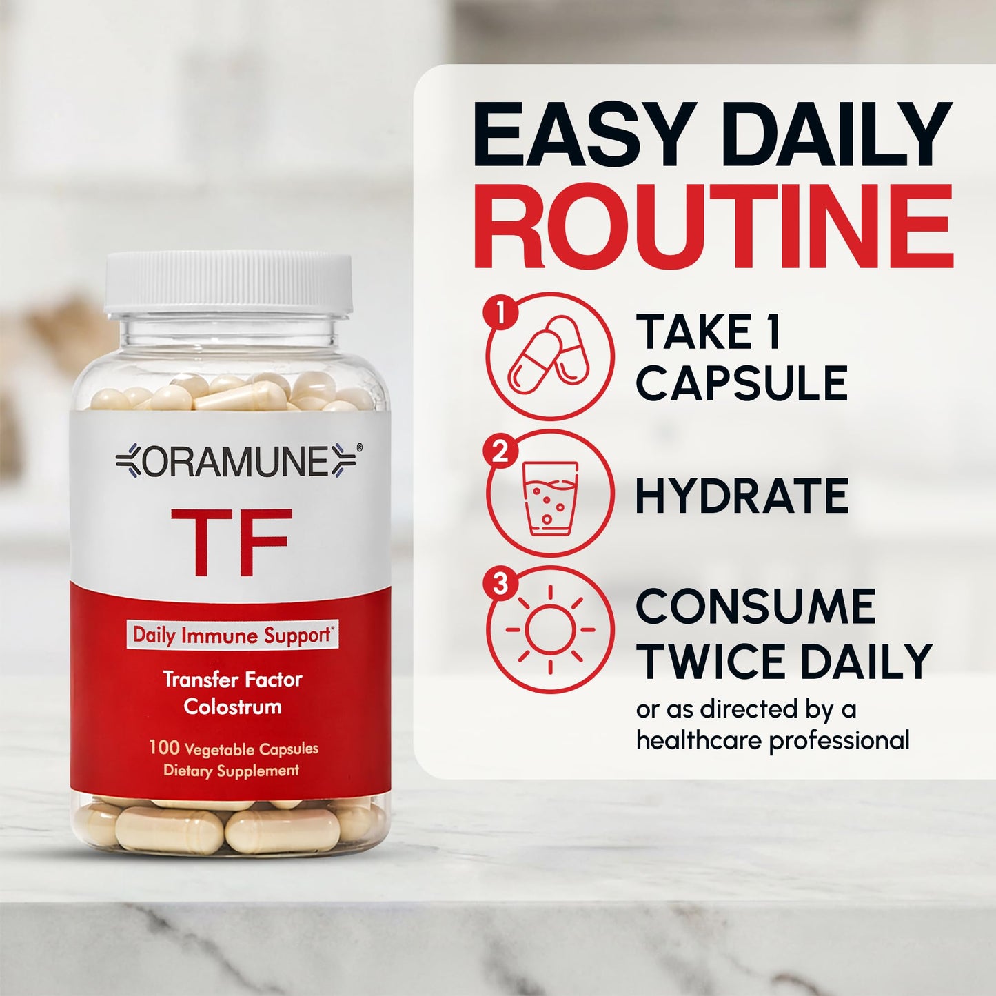 Oramune Transfer Factor Multi Immune Support Supplement with Bovine Colostrum Blend Capsules, 4 Count