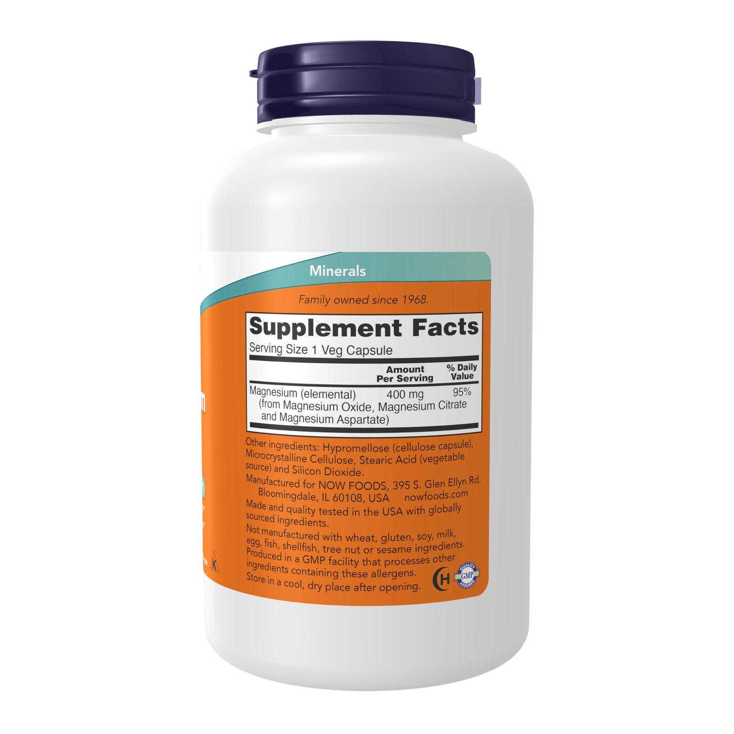 NOW Foods Magnesium 400 mg Capsules, 180 Count