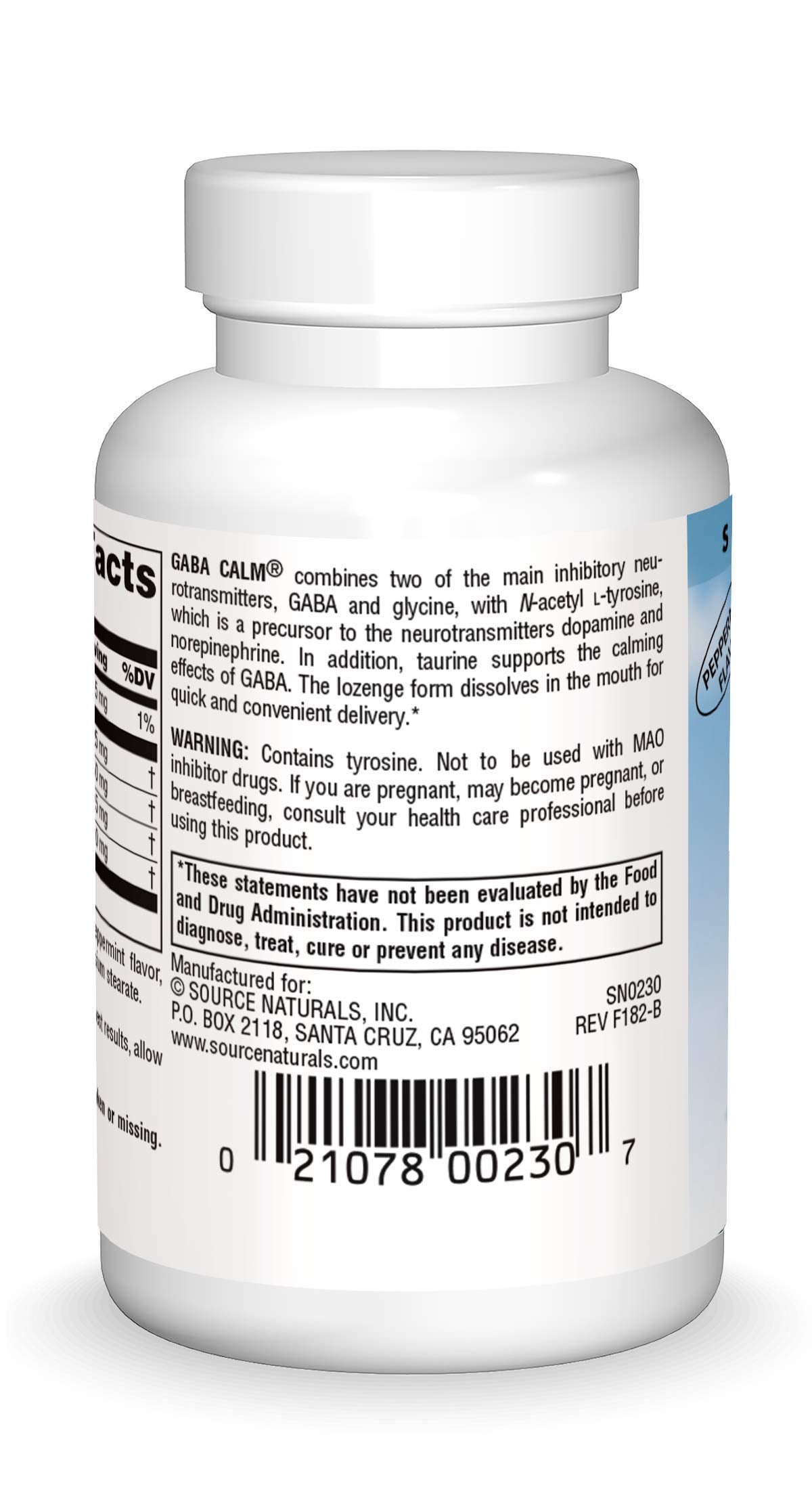 Source Naturals Serene Science GABA Calm Quick Dissolving Peppermint Flavor Lozenges, 30 Count