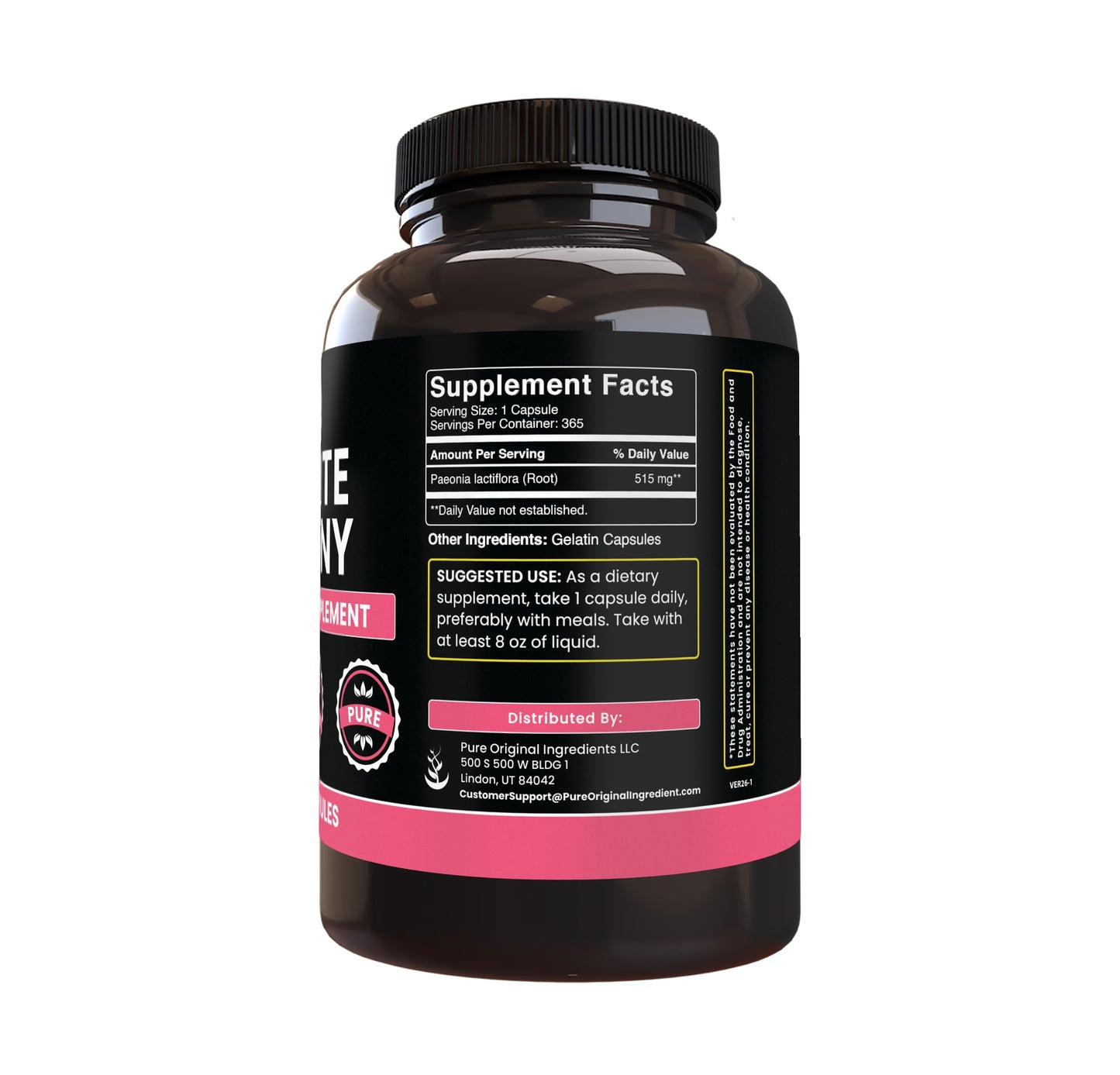 PURE ORIGINAL INGREDIENTS White Peony Capsules 365 Count