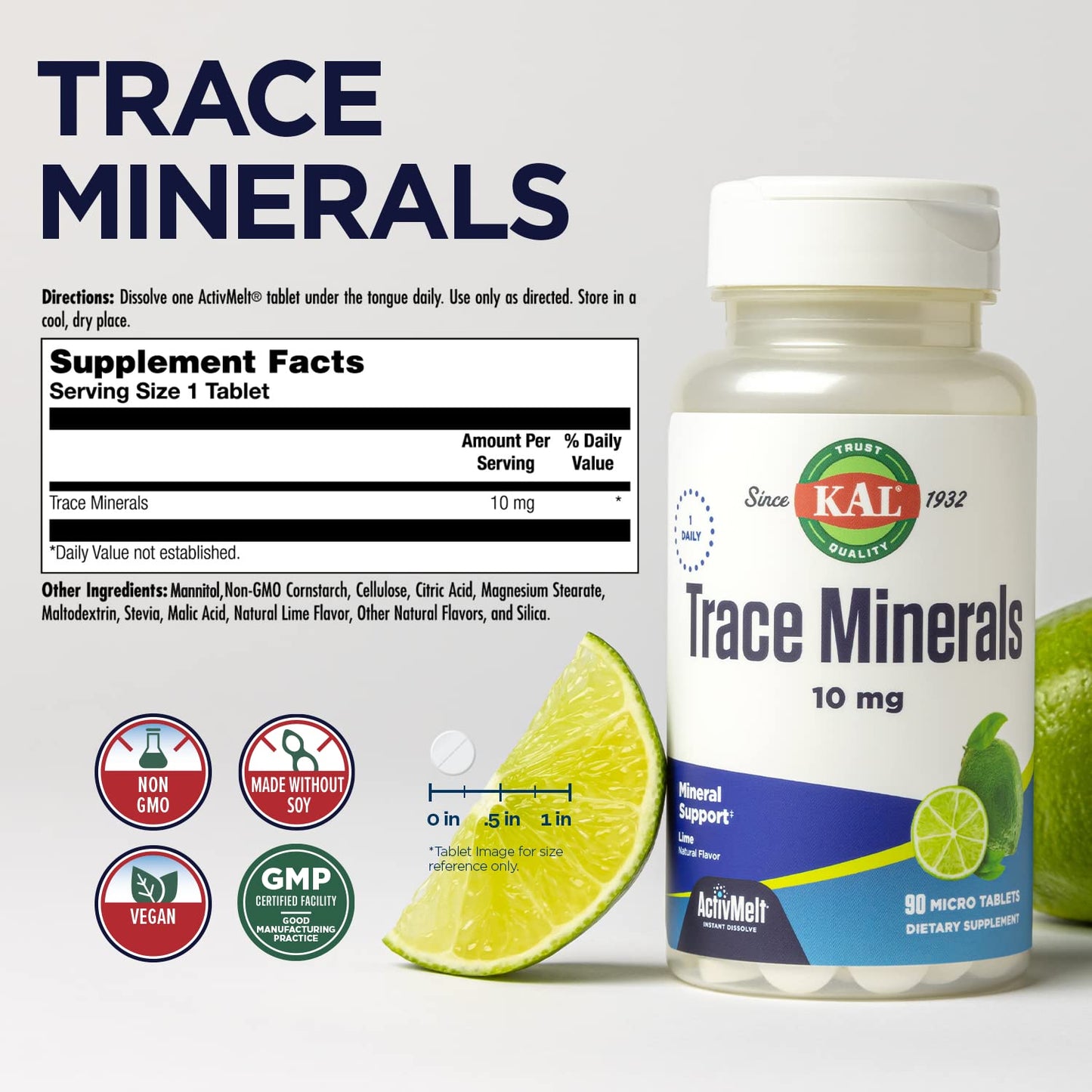 KAL Trace Minerals Tablets, 90 Count