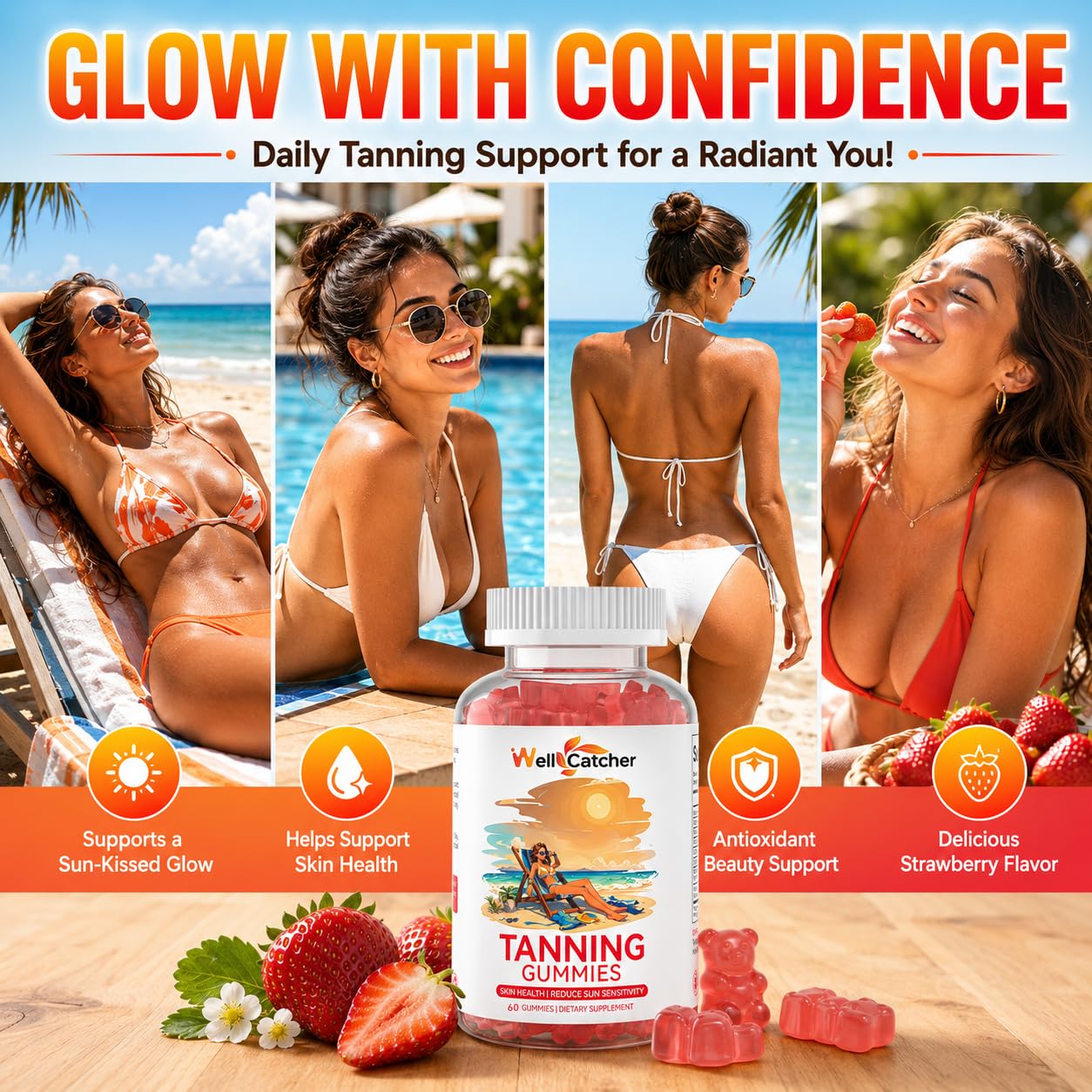 Wellcatcher Tanning Gummies 60 Count