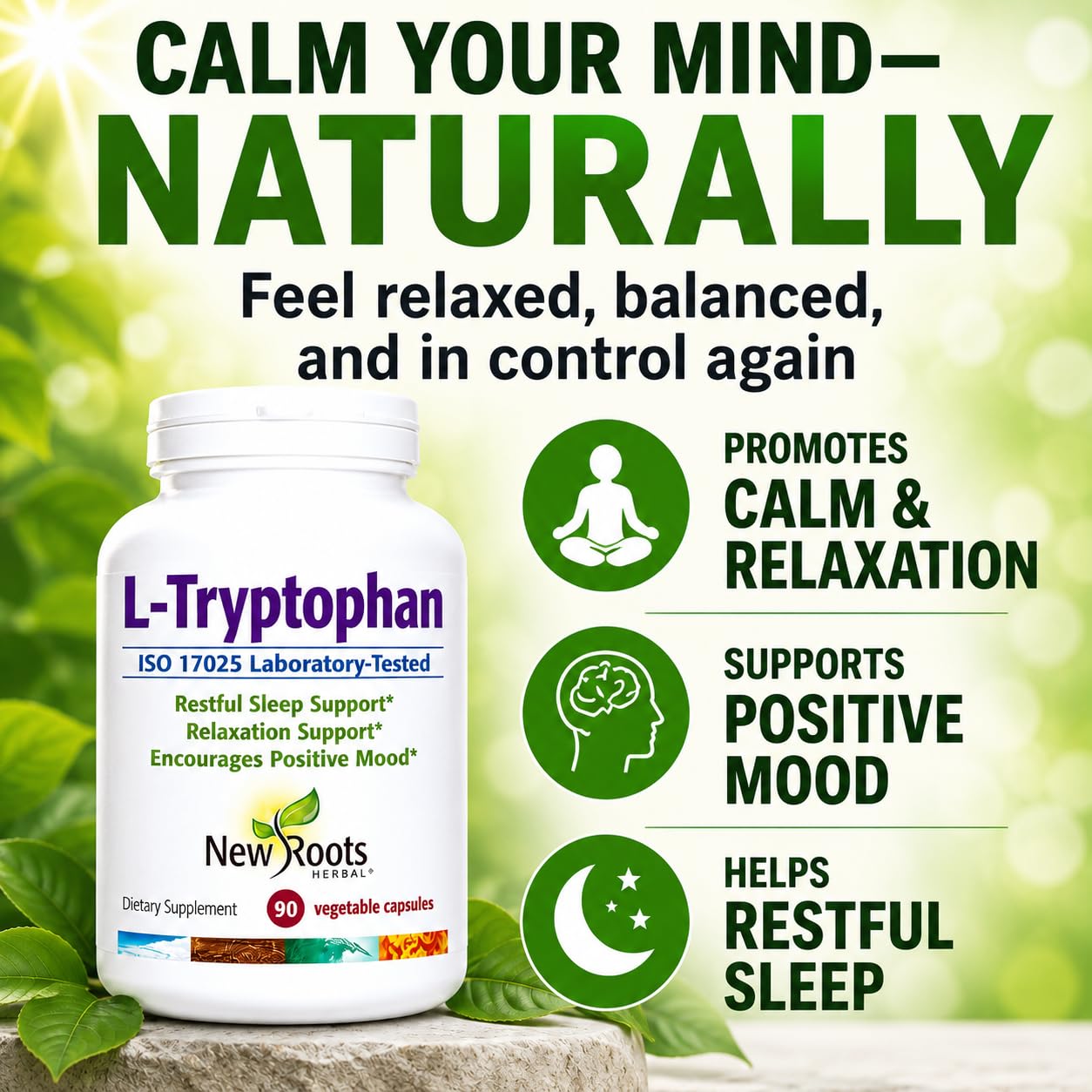NEW ROOTS HERBAL L-Tryptophan 220mg Capsule 90 Count