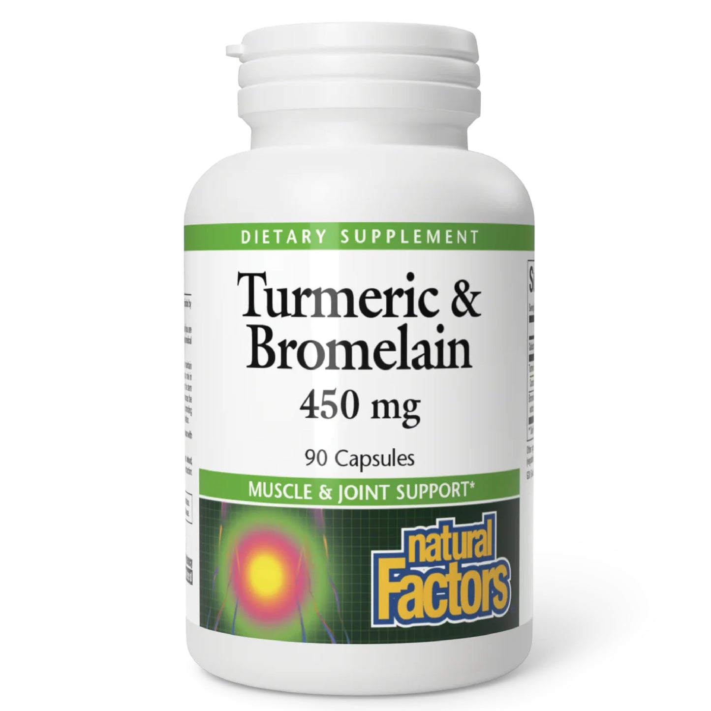 Natural Factors Turmeric & Bromelain 450 mg, Muscle and Joint Support, 90 Capsules