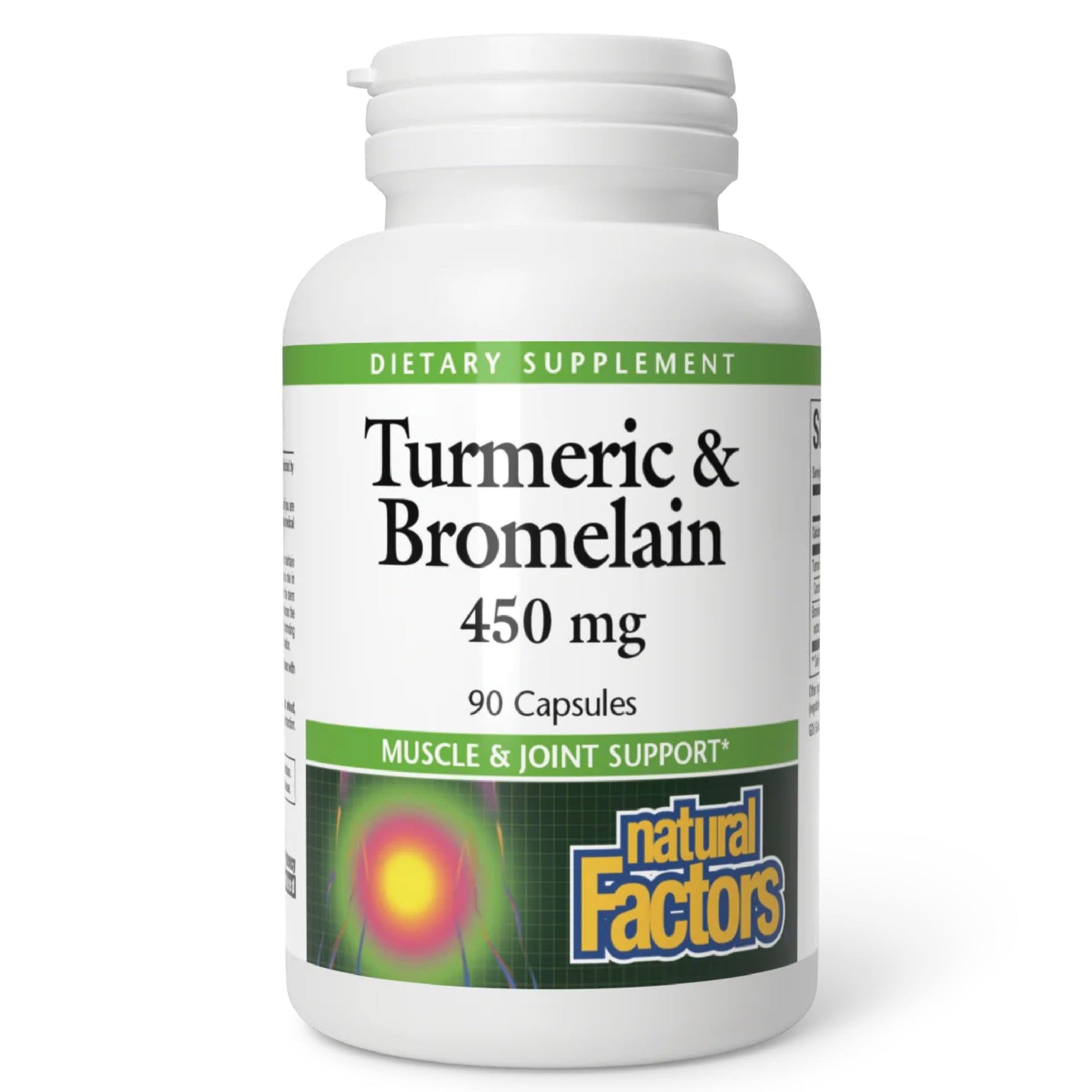 Natural Factors Turmeric & Bromelain 450 mg, Muscle and Joint Support, 90 Capsules