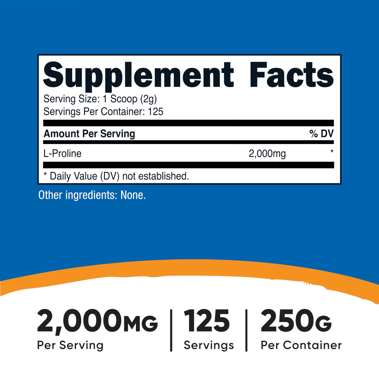 Nutricost L-Proline Powder 250 Grams - 2,000mg Per Serving, Non-GMO, 8.82 Ounce