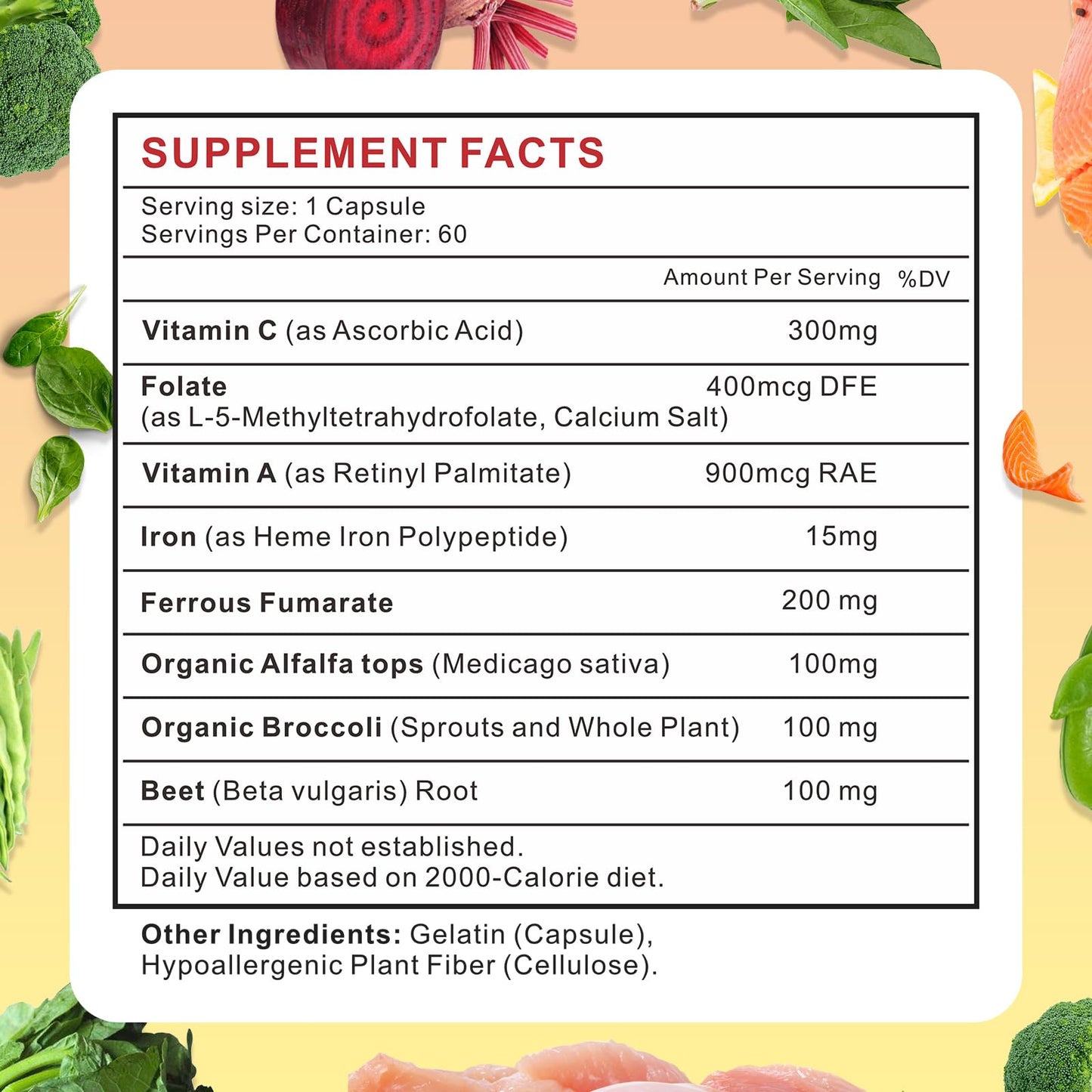 Spliferkou Heme Iron Supplement Vegan Easy to Absorb 120 Capsules