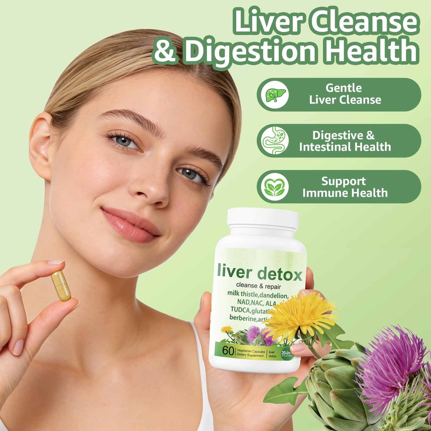 EZTZMCN Liver Detox Capsules 60 Count