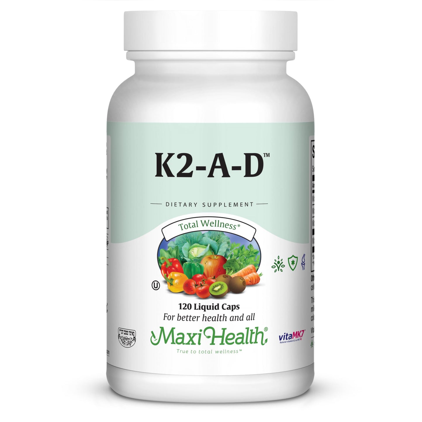 Maxi Health Vitamins K2, A, D3 and E Capsules, 120 Count