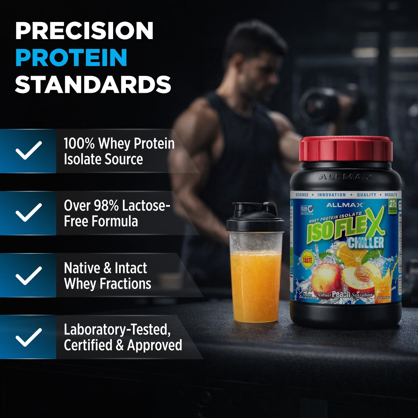 ALLMAX ISOFLEX Chiller Pure Whey Isolate Protein Powder, 32 Servings, 2 lb