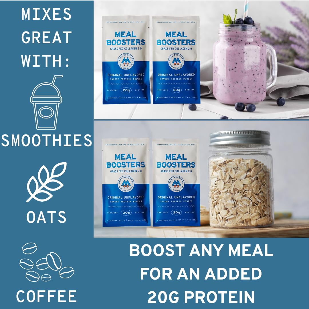 Meal Boosters Unflavored Collagen Protein Powder, 6 Individual Servings