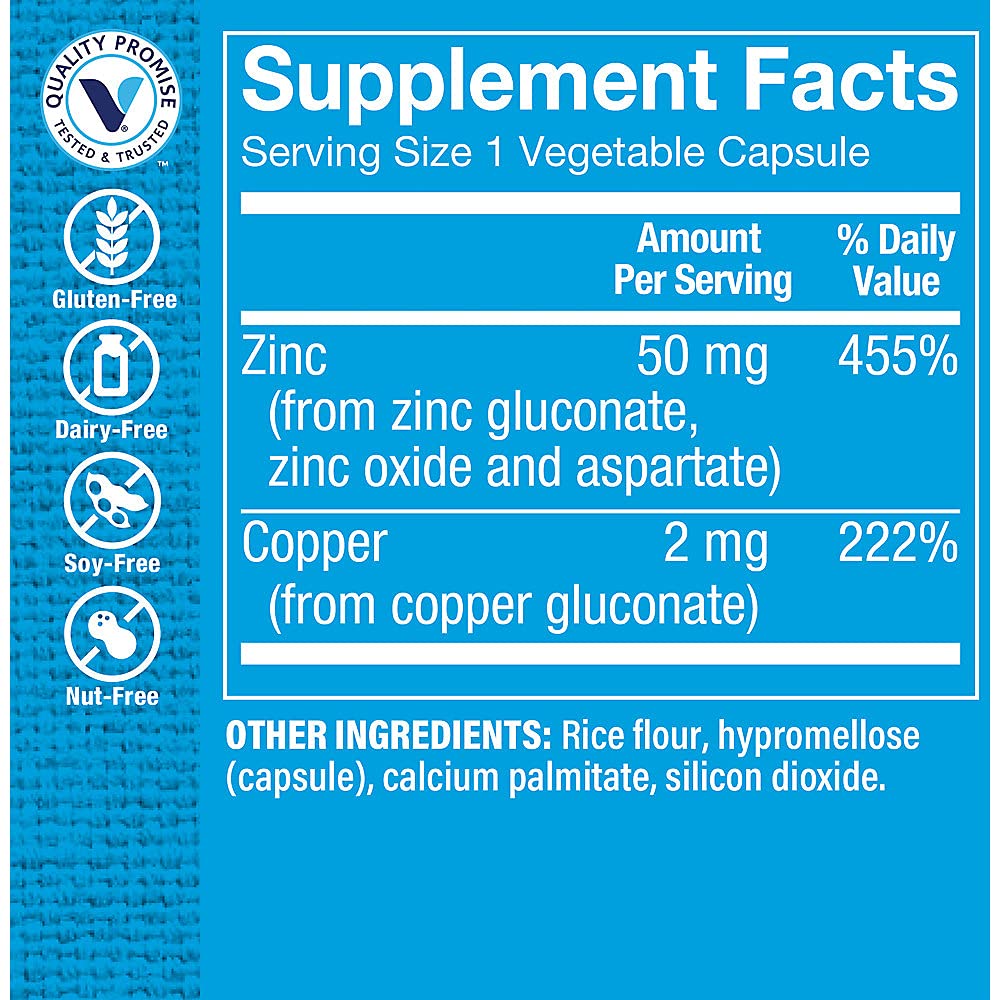 The Vitamin Shoppe Copper 50 MG - Iron Metabolism, Antioxidant Support & Immune Function, Essential Trace Mineral Vegetarian Capsules, 1 Capsule