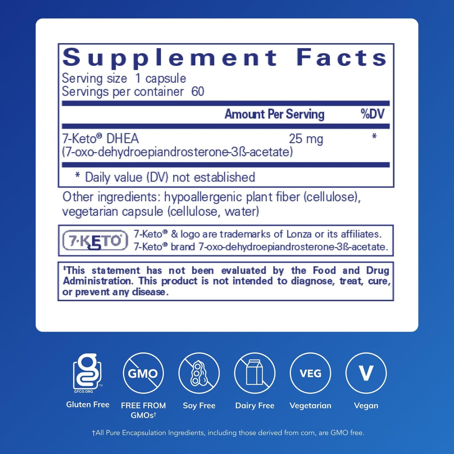 Pure Encapsulations 7-Keto DHEA 25 mg Capsule, 60 Count