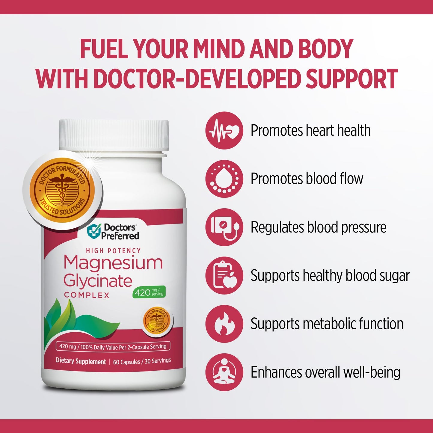 DOCTORS' PREFERRED Magnesium Glycinate Complex Capsules 60 Count