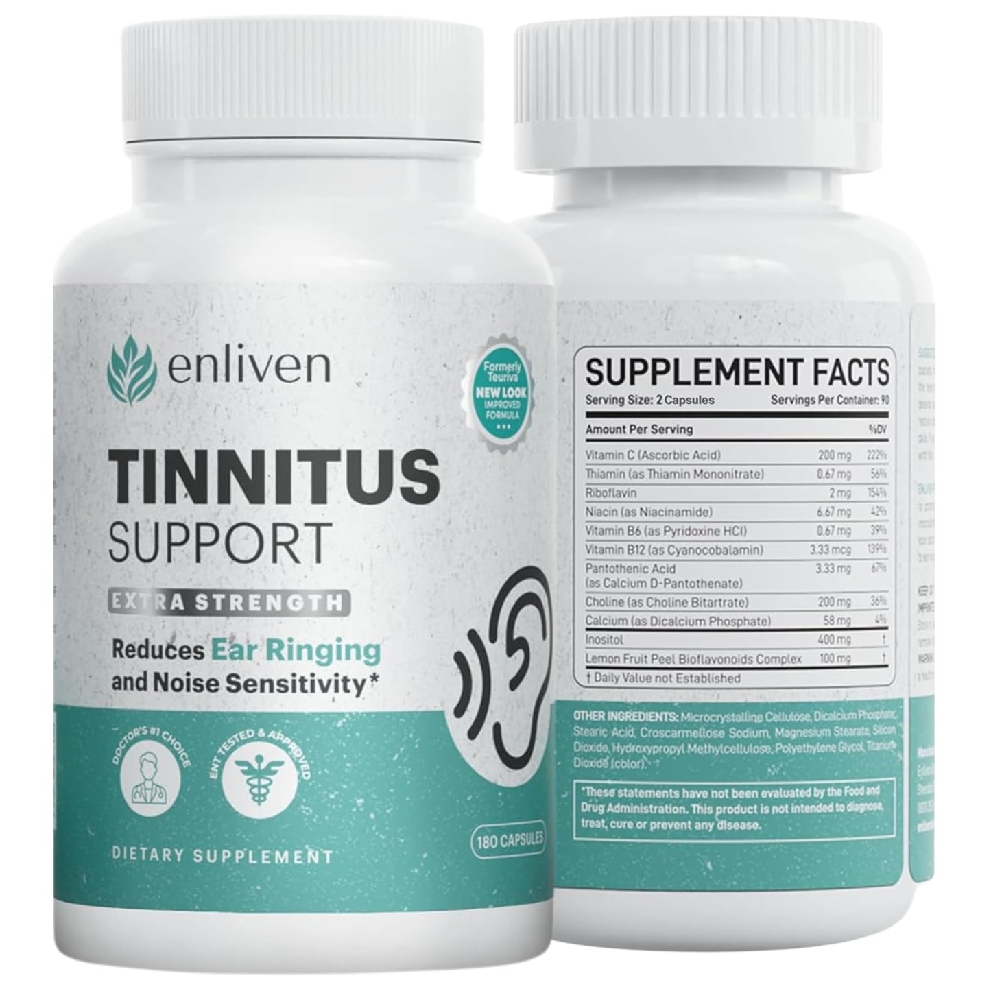 enliven Tinnitus Relief Pills Ear Ringing Support B12 Inositol Capsules, 360 Count