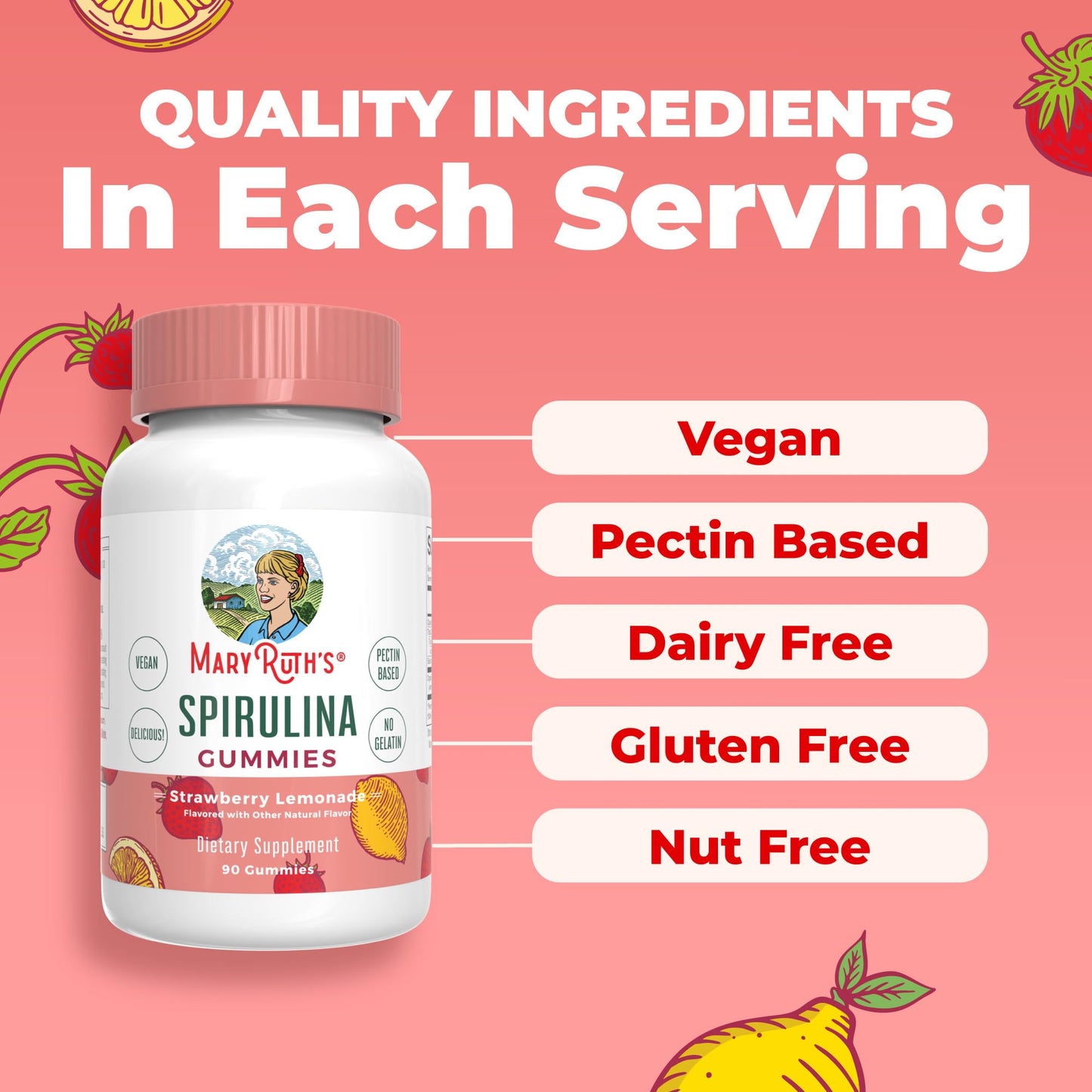 MARYRUTH'S Spirulina Gummies 90 Count