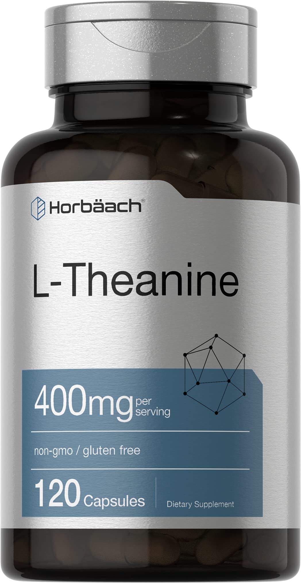 Horbäach L-Theanine Supplement 400mg Capsules, 120 Count