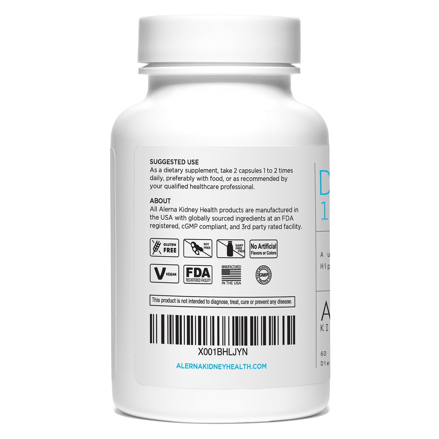 Alerna Kidney Health D-Mannose 1000 mg Capsules, 60 Count