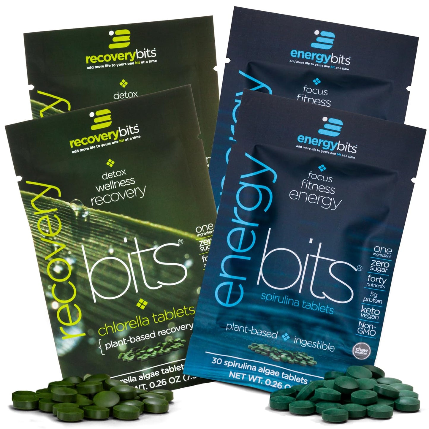 ENERGYBITS RECOVERYbits Organic Spirulina & Chlorella Tablets, Tablet, 120 Count