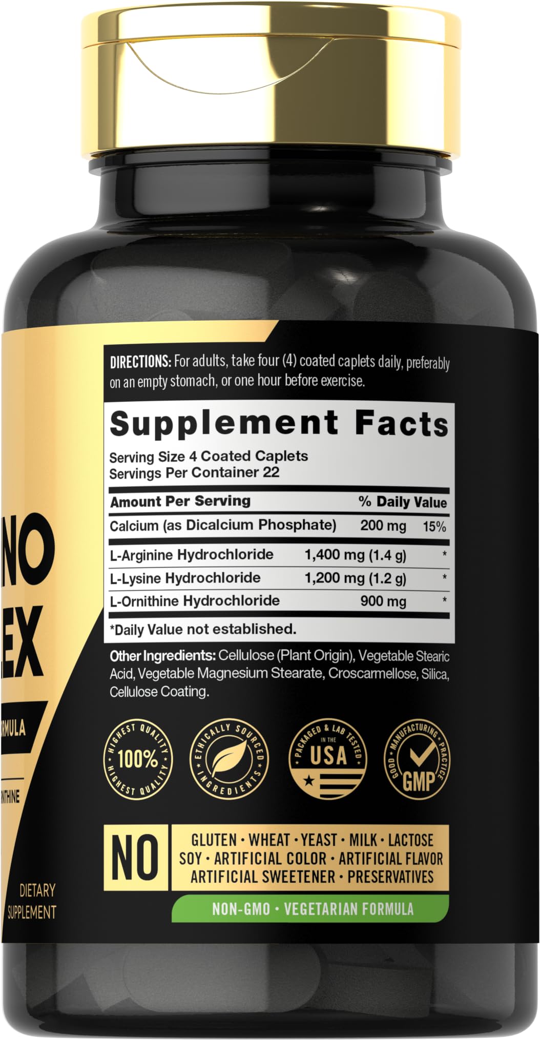 Carlyle Tri-Amino L-Arginine L-Ornithine L-Lysine Supplement 90 Caplets