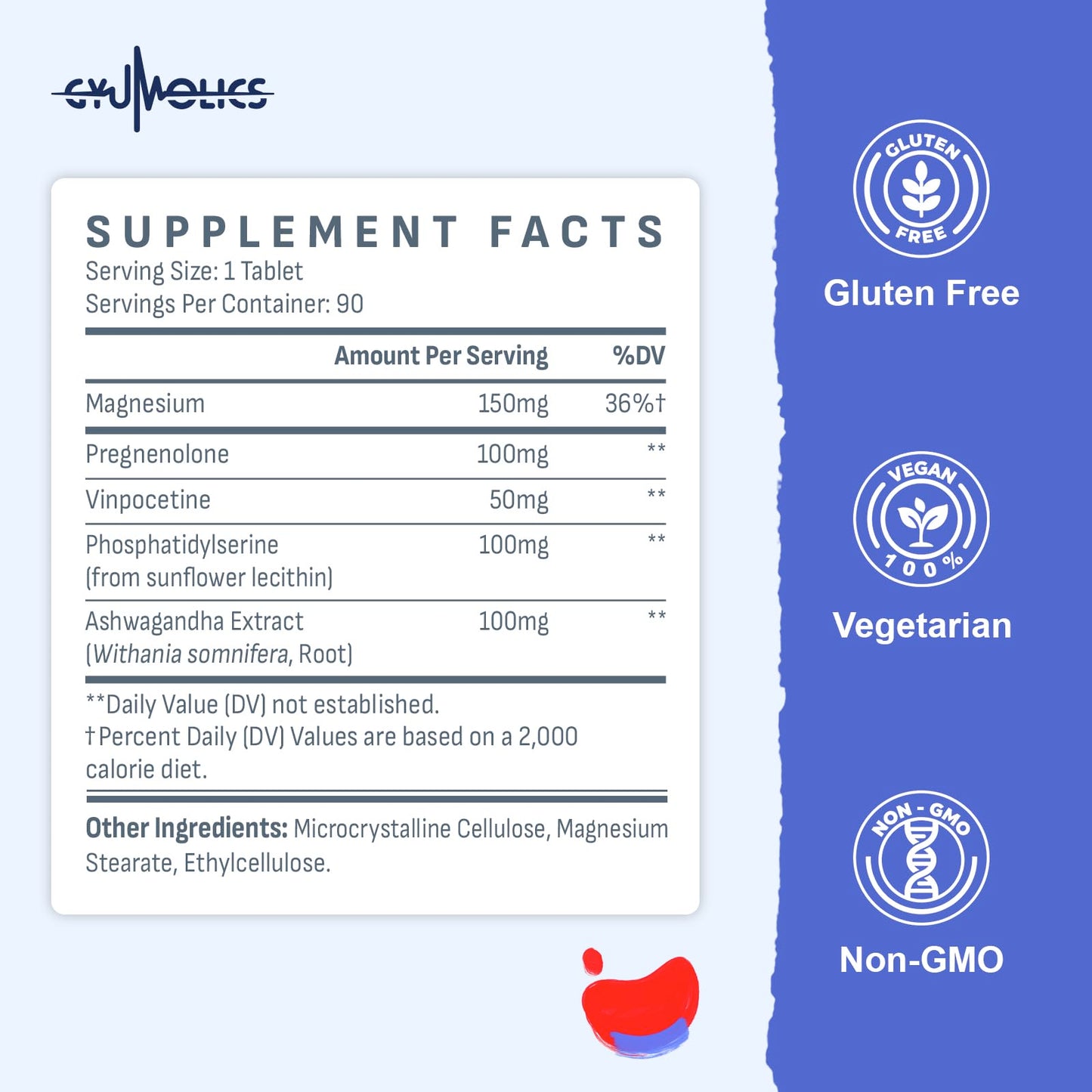 Gyumolics Pregnenolone 100mg Supplement for Cognitive Function & Mental Clarity - Multi-Ingredient Formula for Men & Women, 90 Tablets