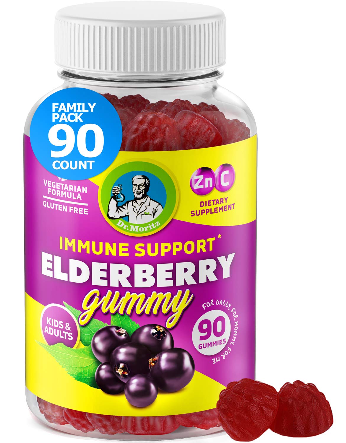 DR. MORITZ Elderberry Gummies for Kids and Toddlers Gummy 90 Count