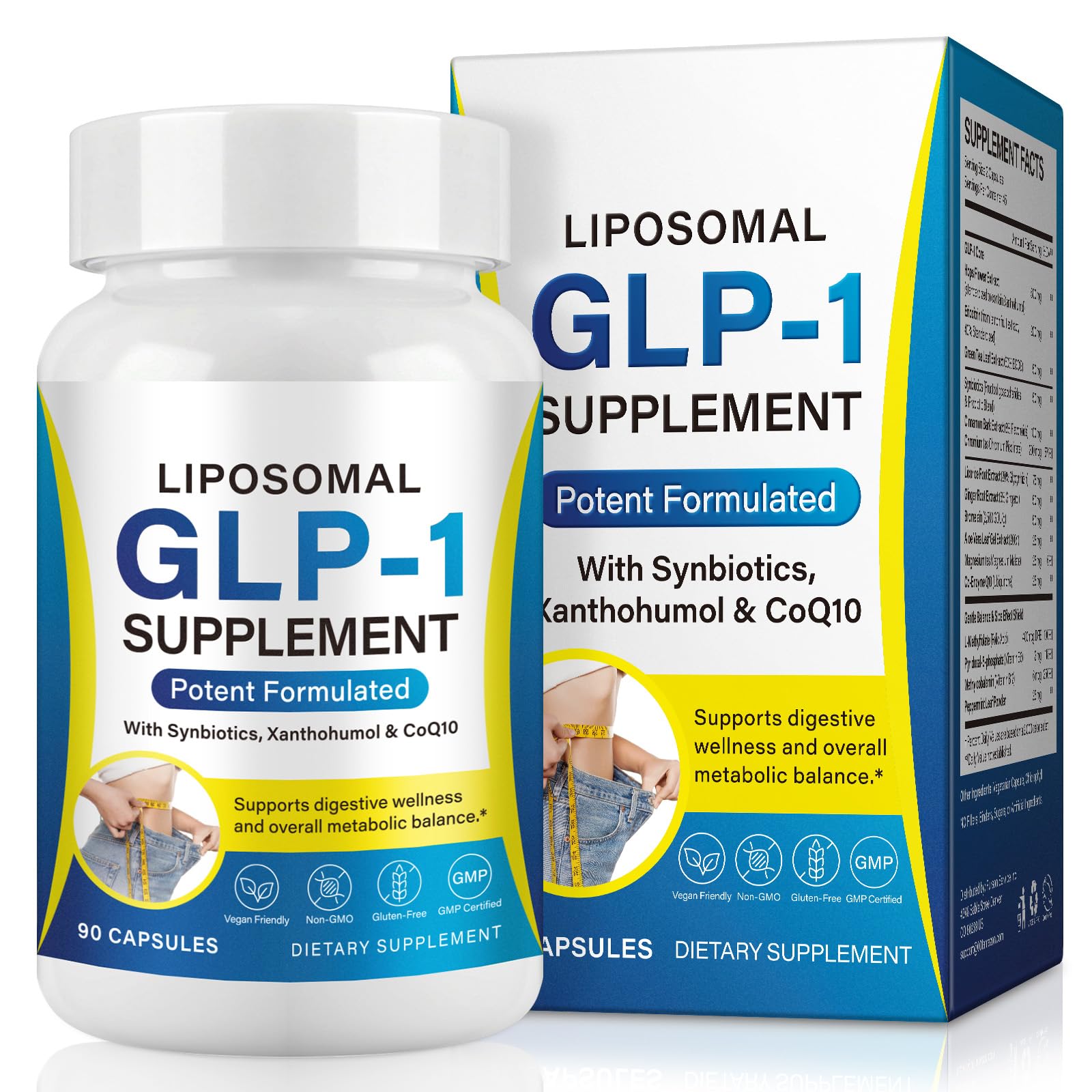 ZXXBEST GLP-1 Supplement for Women & Men - Vegan, Gluten-Free, Dairy Free, Energy & Digestion Balance Capsule 90 Count