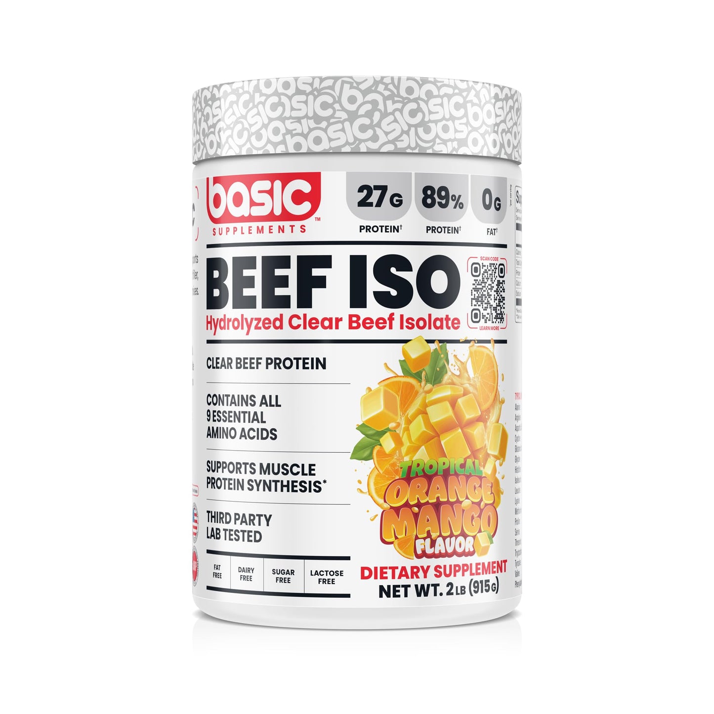 BASIC SUPPLEMENTS Hydrolyzed Clear Beef Isolate Protein Powder, 2.02 lb