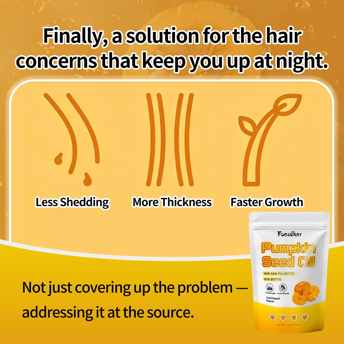 Foesdker Pumpkin Seed Oil with Saw Palmetto for Hair & Overall Health Softgel 300