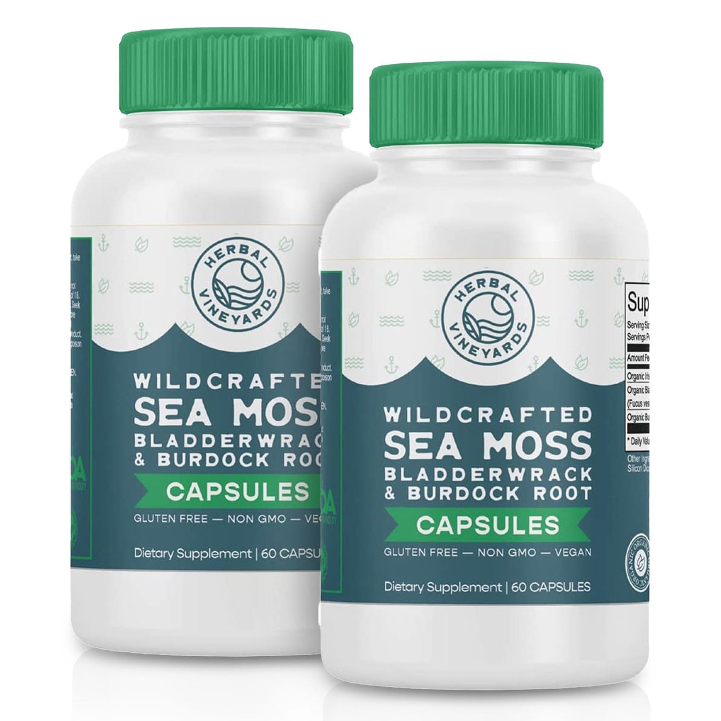 Herbal Vineyards SeaMoss, Bladderwrack & Burdock Capsules, 120 Capsules