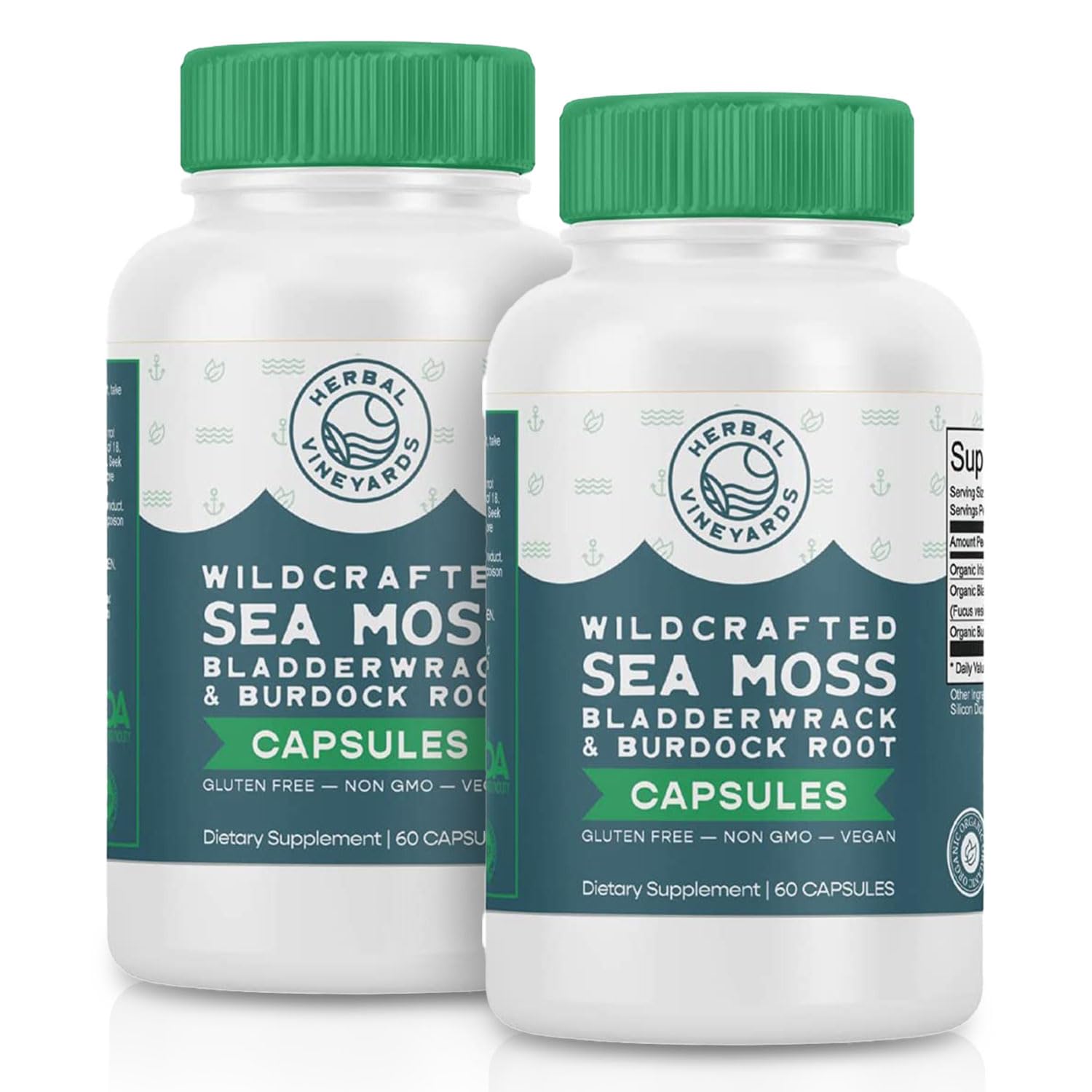 Herbal Vineyards SeaMoss, Bladderwrack & Burdock Capsules, 120 Capsules
