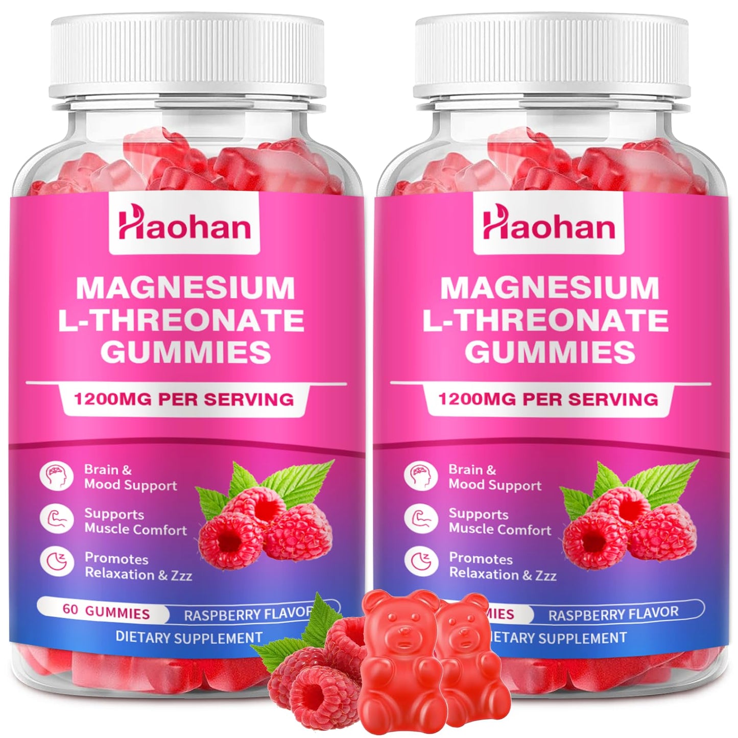 Haohan Magnesium L-Threonate 1200mg Gummies, 2 Count