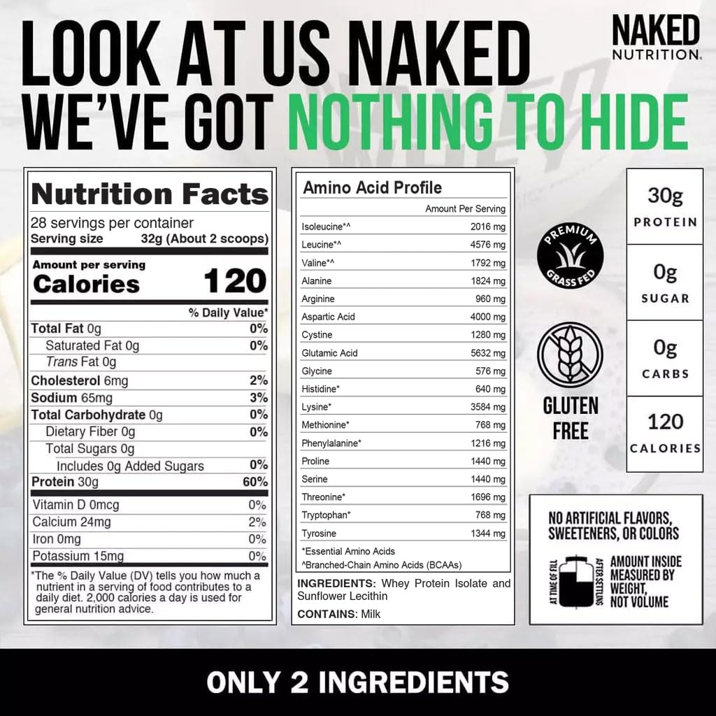 NAKED Whey Isolate Protein Powder, 32 Servings