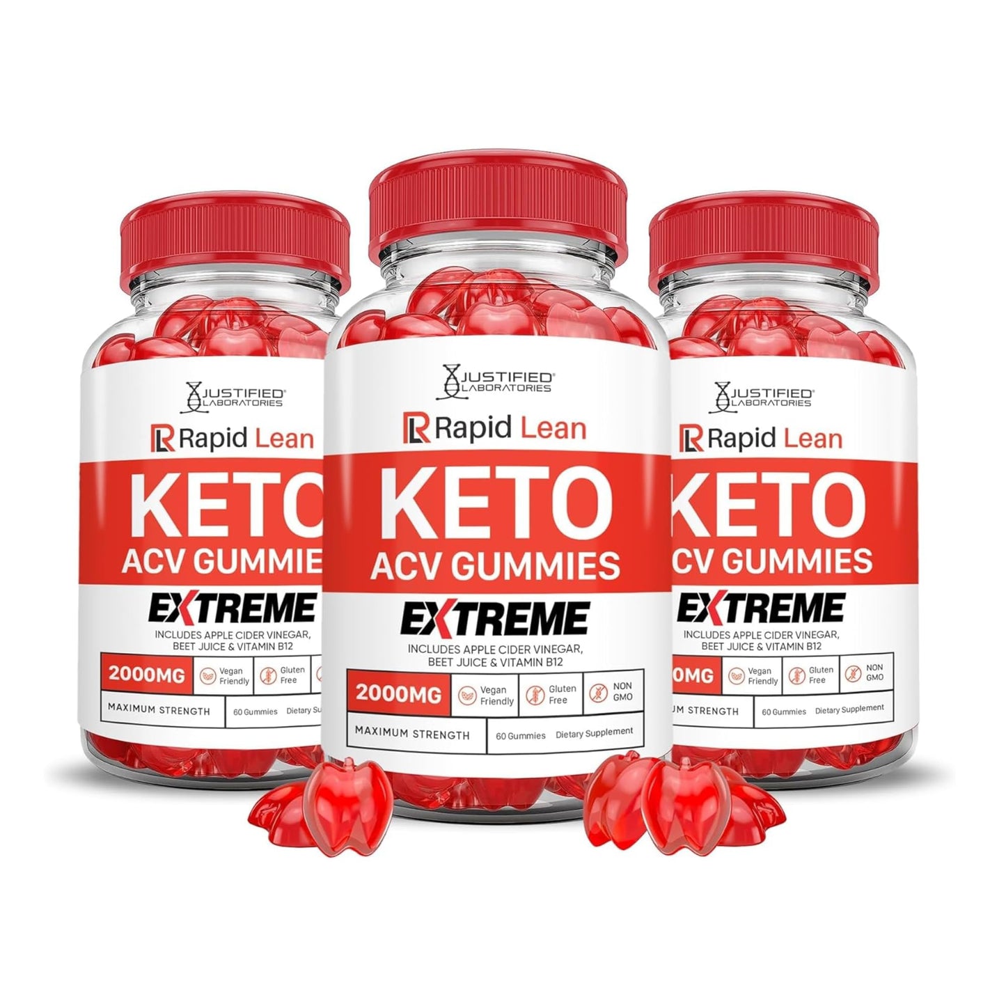 Justified Laboratories Rapid Lean Keto ACV Gummies Extreme (2000 mg) - 180 Gummies