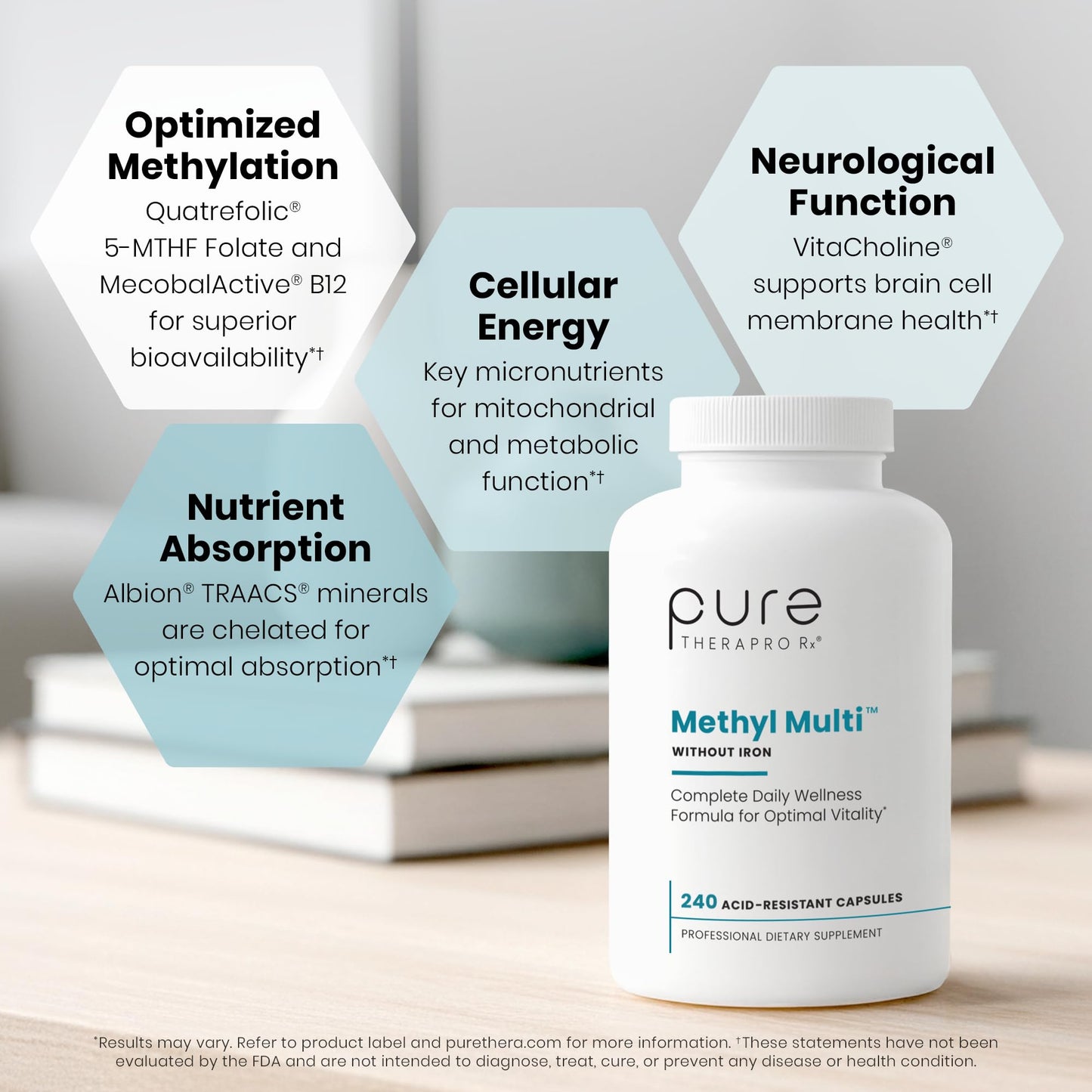 Pure Therapro Rx Methylated Multivitamin for Men and Women 240 Capsules