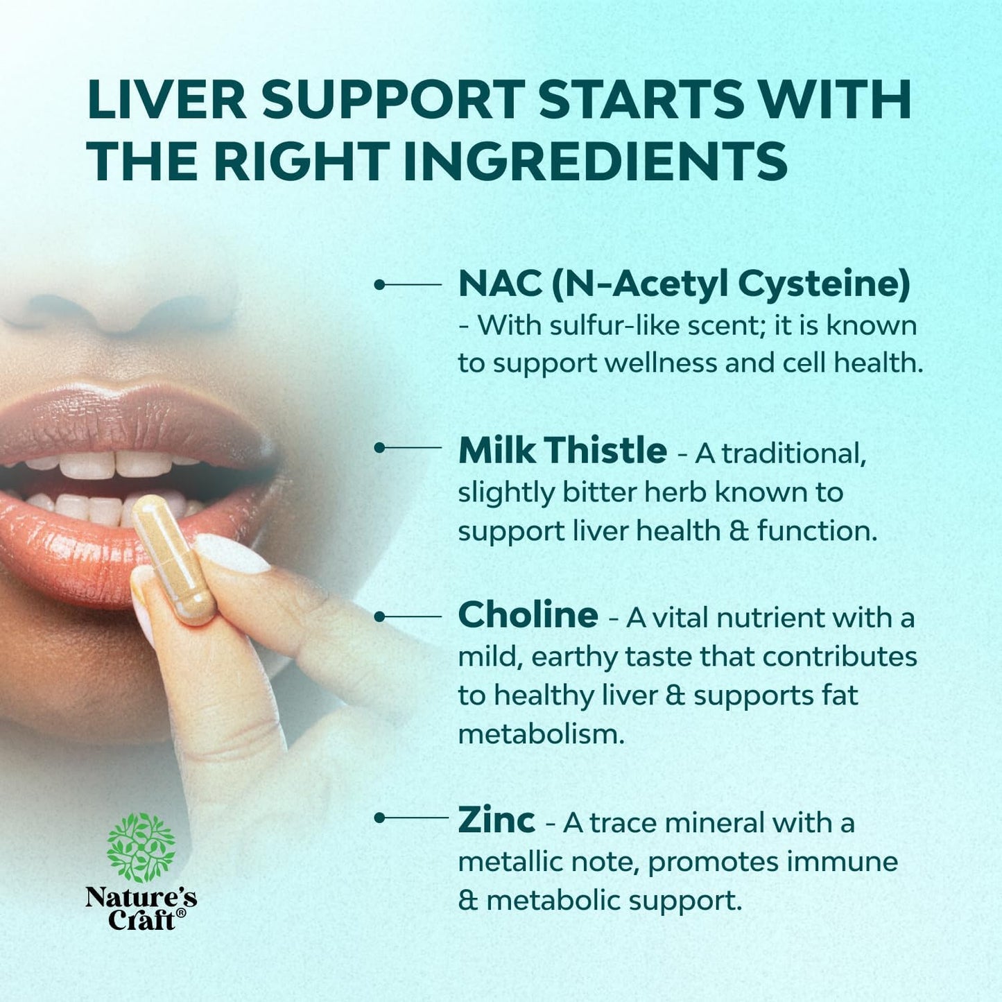 Natures Craft Liver Support NAC with Milk Thistle Capsules, 60 Count