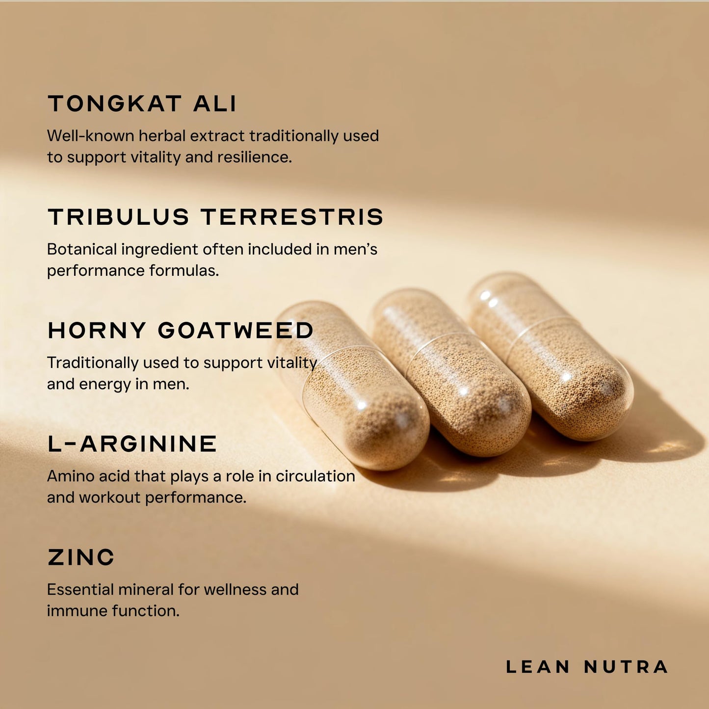 LEAN Nutraceuticals Testosterone Libido Booster 90 Capsules