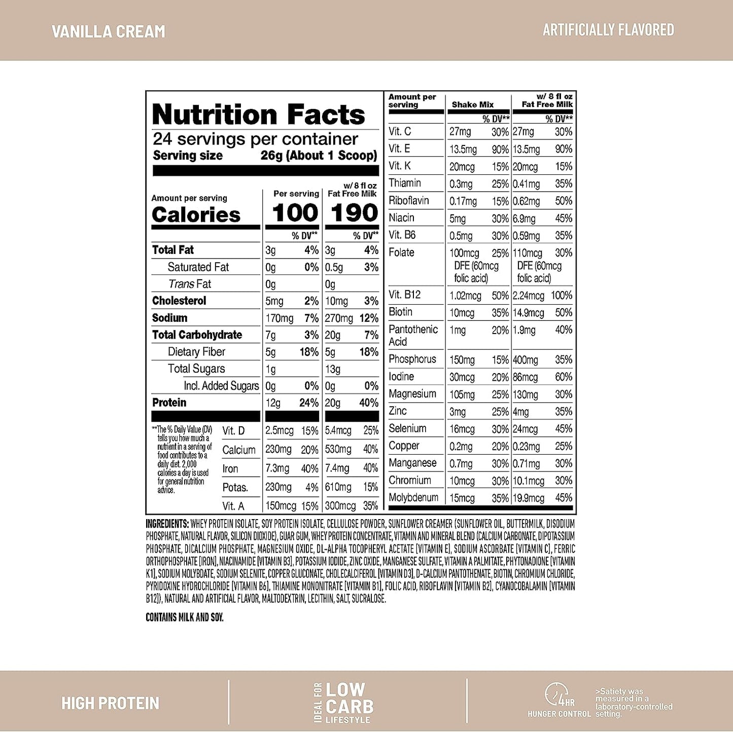 SlimFast Advanced Nutrition High Protein Meal Replacement Smoothie Mix Powder Vanilla Cream 22.02 oz