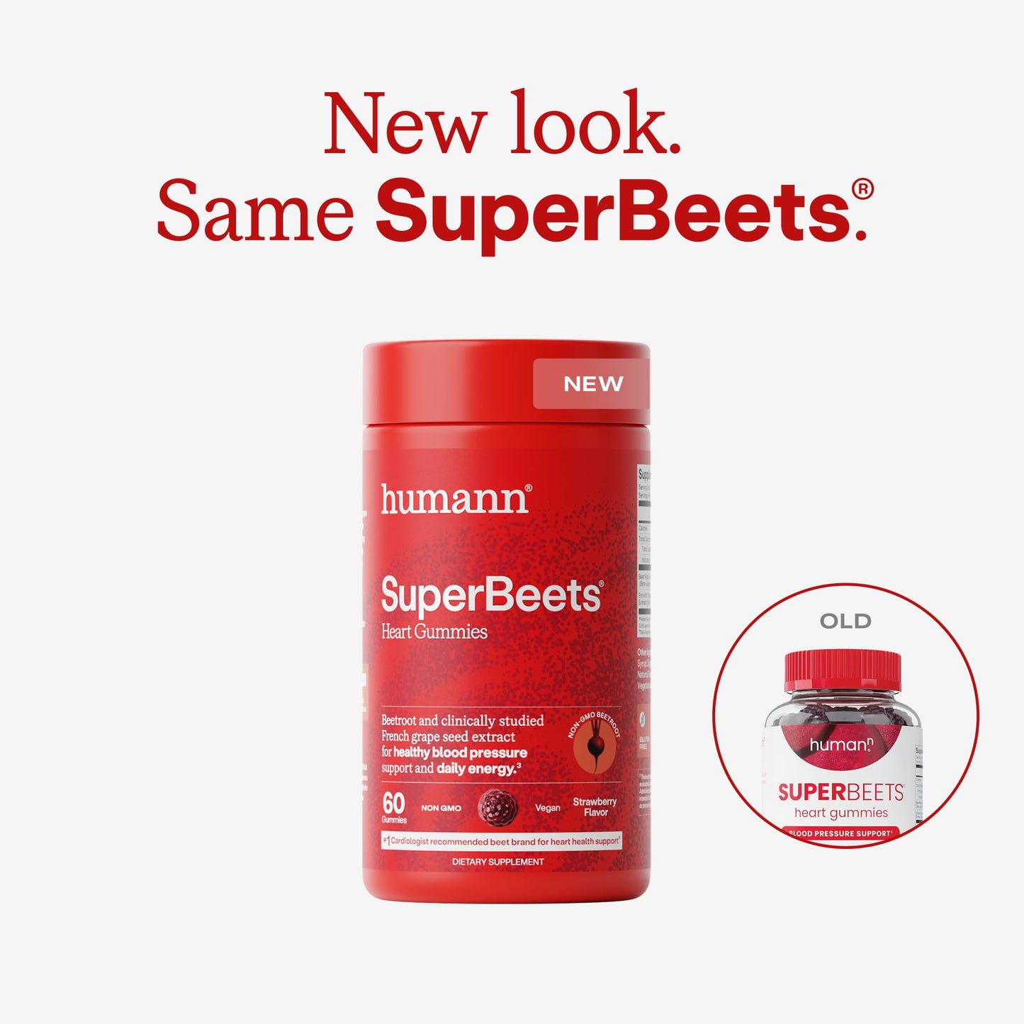 Humann SuperBeets Strawberry Heart Gummies, 60 Count
