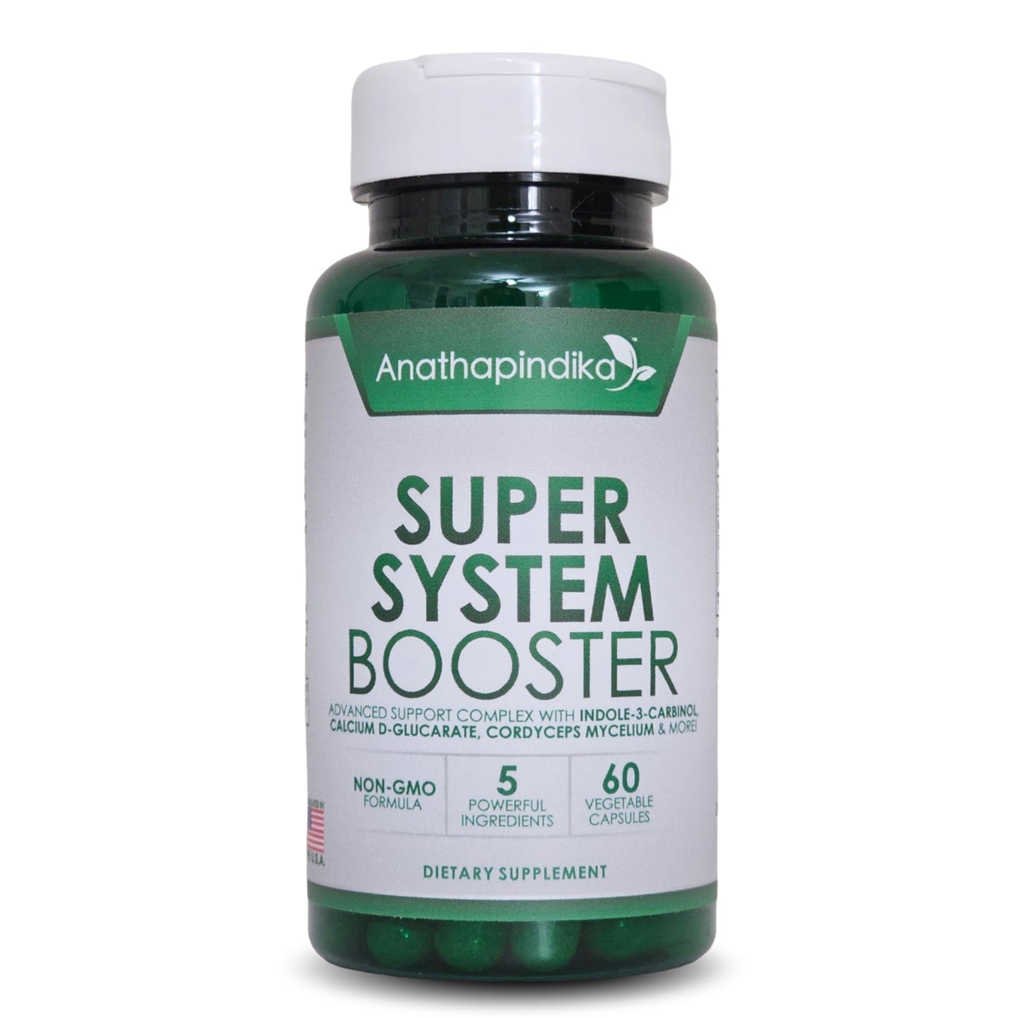 Anathapindika Health Super System Booster 5-in-1 Cleansing, Detox, Anti-Aging and Antioxidants, Indole-3-Carbinol, Calcium-D-Glucarate, Cordyceps, Pine Bark, Licorice 60 Capsules