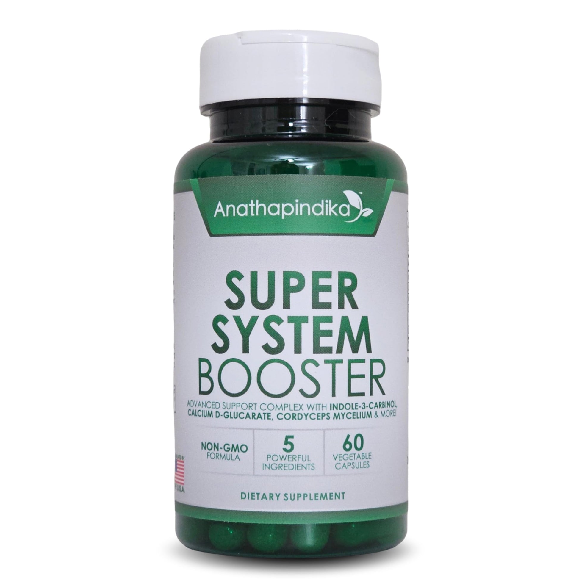 Anathapindika Health Super System Booster 5-in-1 Cleansing, Detox, Anti-Aging and Antioxidants, Indole-3-Carbinol, Calcium-D-Glucarate, Cordyceps, Pine Bark, Licorice 60 Capsules