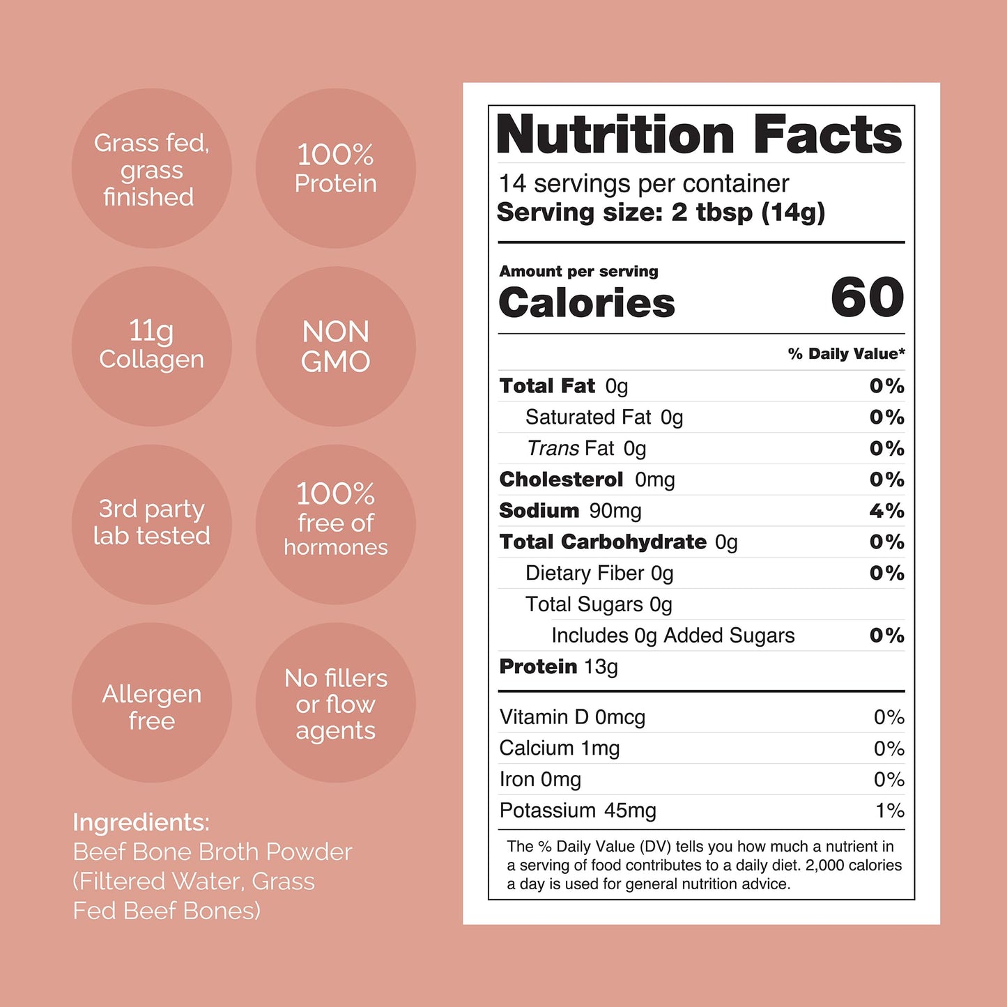 BLUEBIRD PROVISIONS Beef Bone Broth Protein Powder 7.05 oz